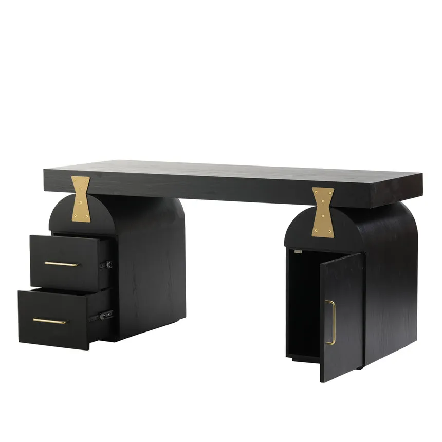 1.55m New Elm Home Office Desk - Full Black