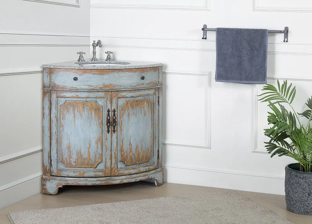 24 Inch Triadsville Freestanding Distressed Gray Corner Bathroom Sink Vanity