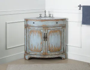 24 Inch Triadsville Freestanding Distressed Gray Corner Bathroom Sink Vanity