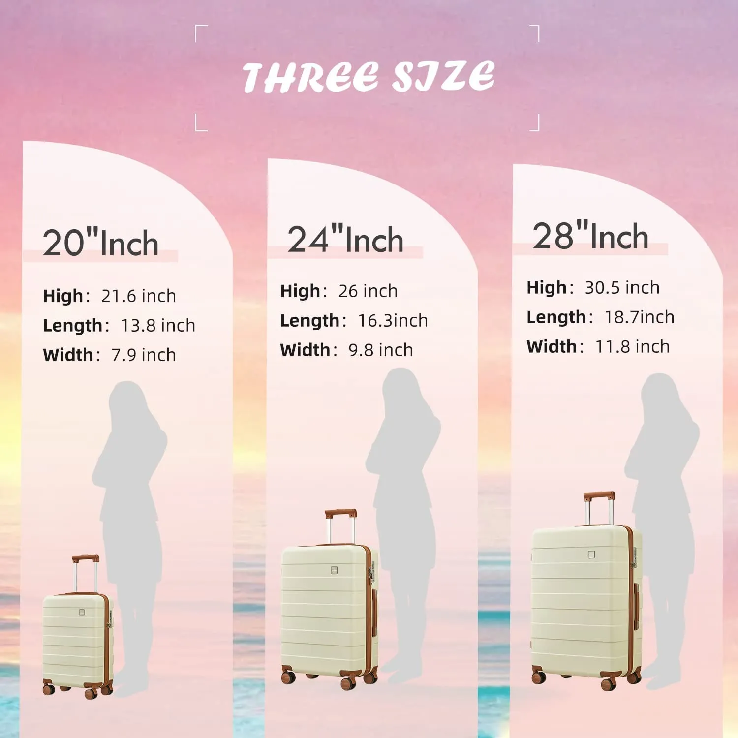 3 Pieces Set 20 Inch Lightweight Hard Shell Luggage Set TR003