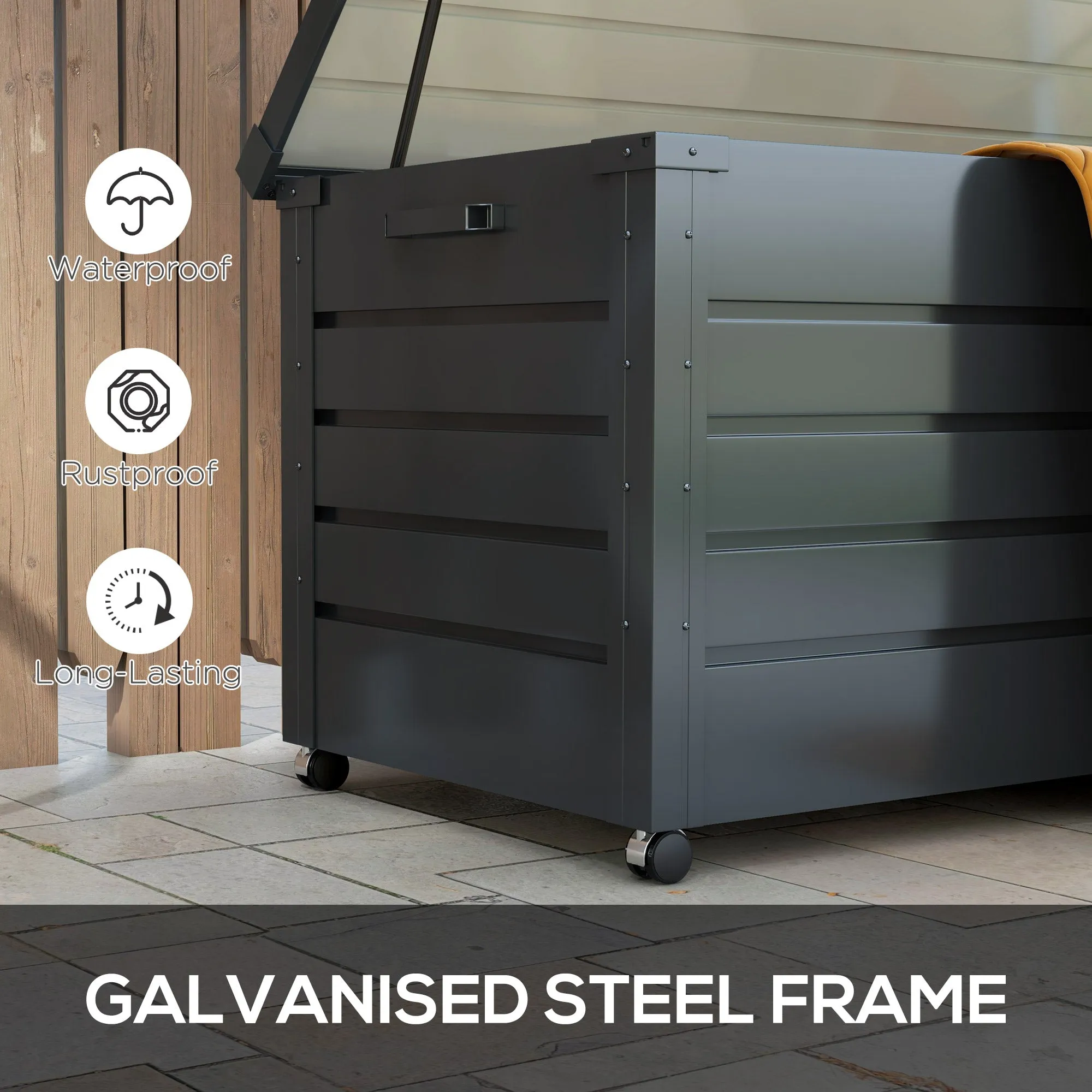 331L Outdoor Storage Box Waterproof with Wheels and Lock