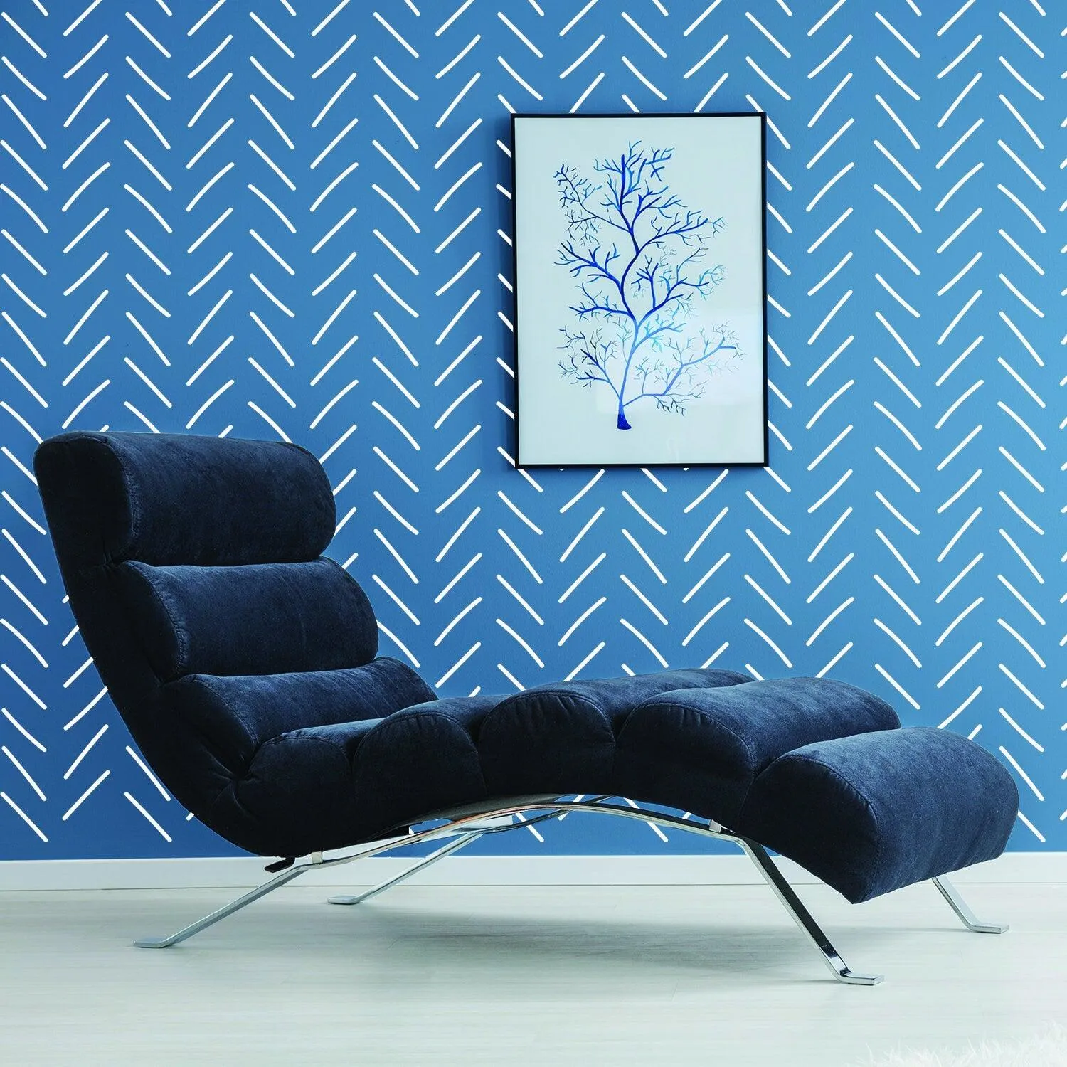 7x Rolls of Herringbone Wallpaper Peel And Stick Stickers - Geometric Self Adhesive Black Removable Stripes Wall