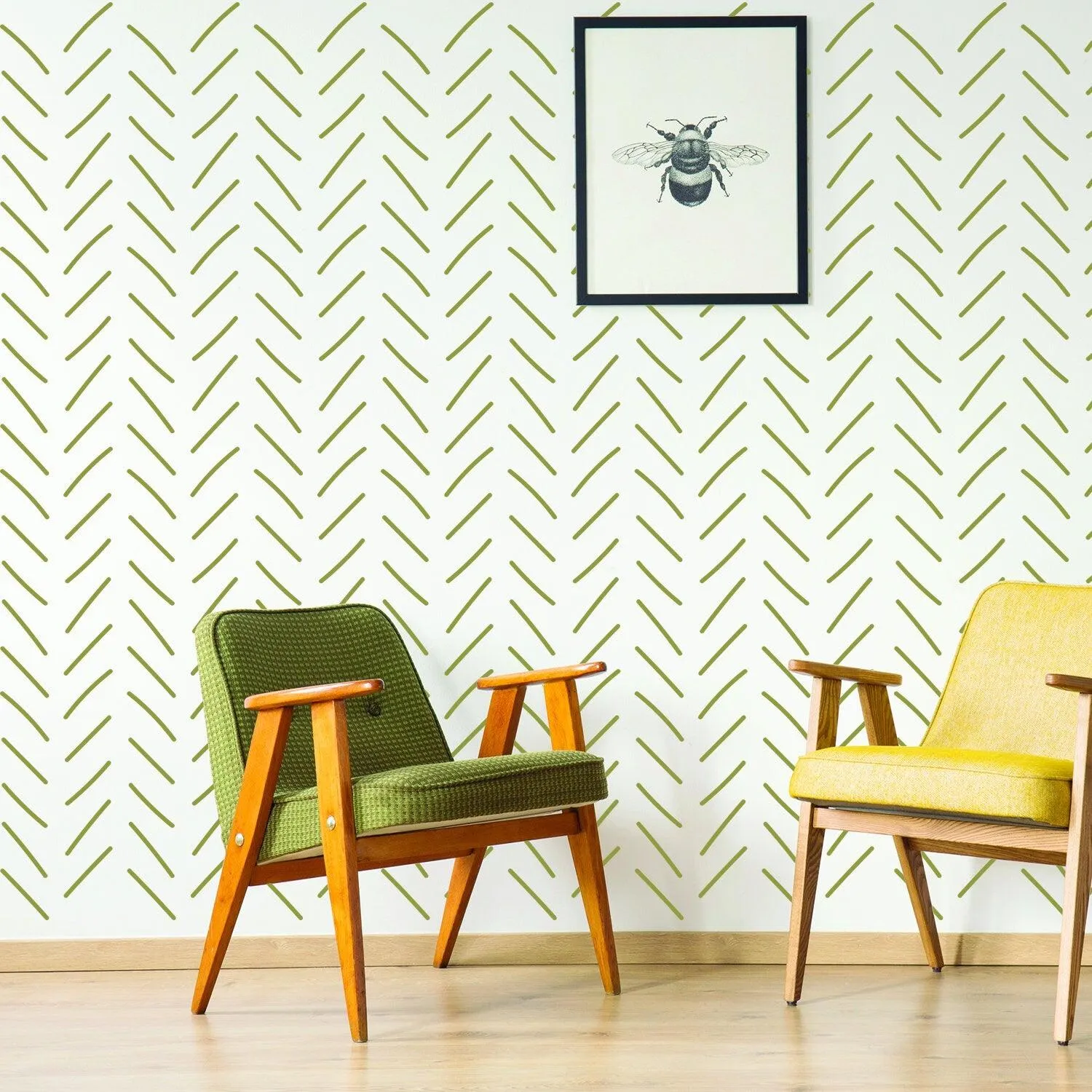 7x Rolls of Herringbone Wallpaper Peel And Stick Stickers - Geometric Self Adhesive Black Removable Stripes Wall