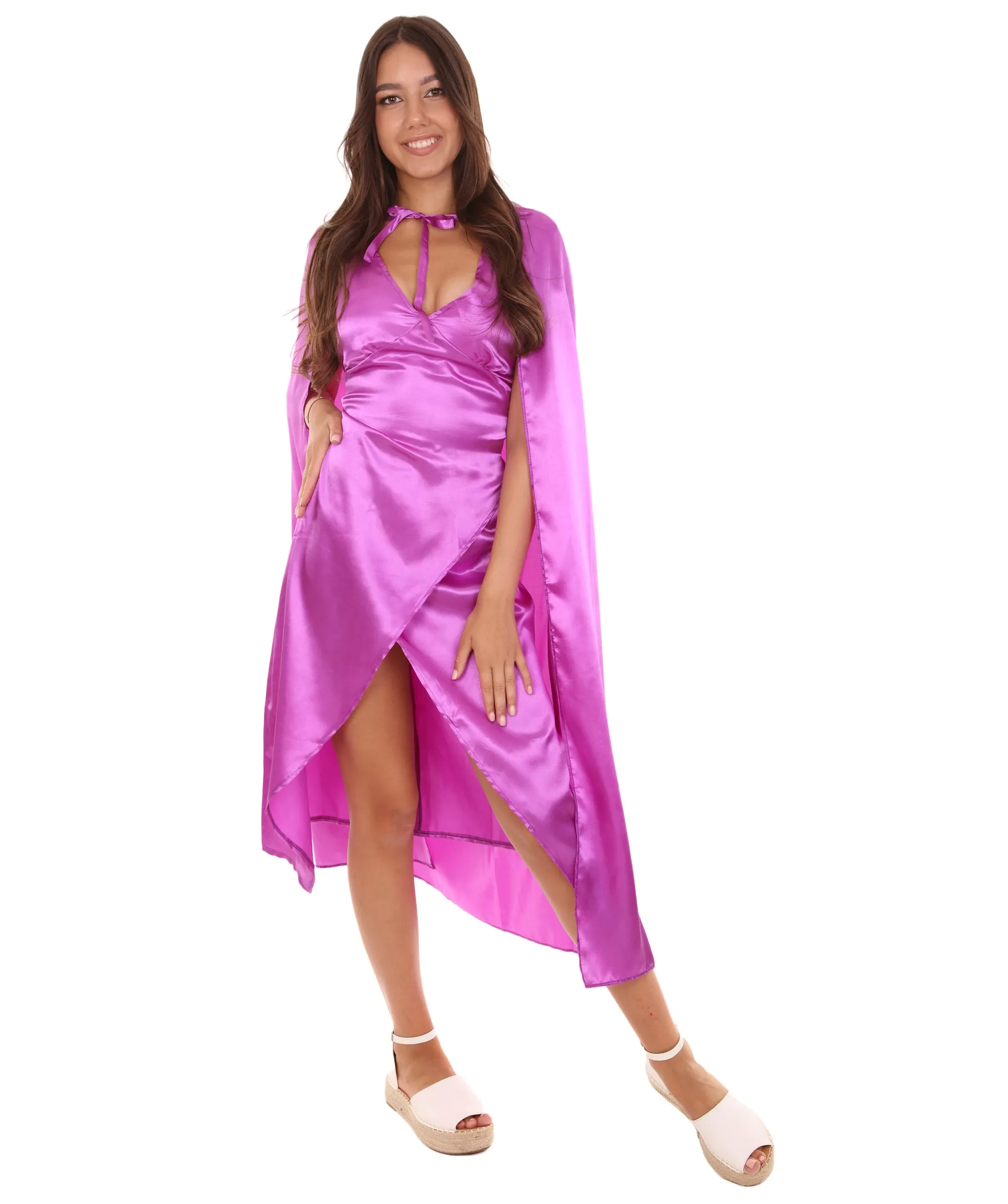 Adult Women's Costume for Cosplay Game of Thrones Dragon Queen Purple Dress with Cloak