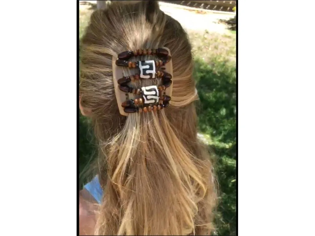 African Butterfly Chameleon Hair Comb - Ndebele Brown 90