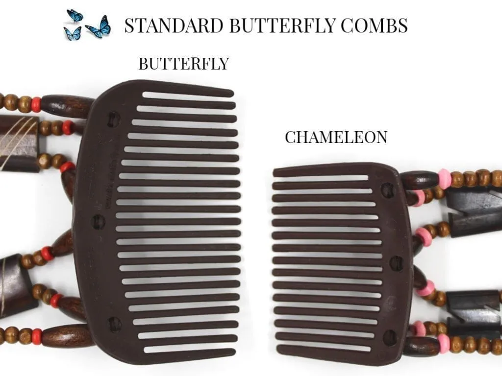 African Butterfly Hair Comb - Gemstone Brown 80