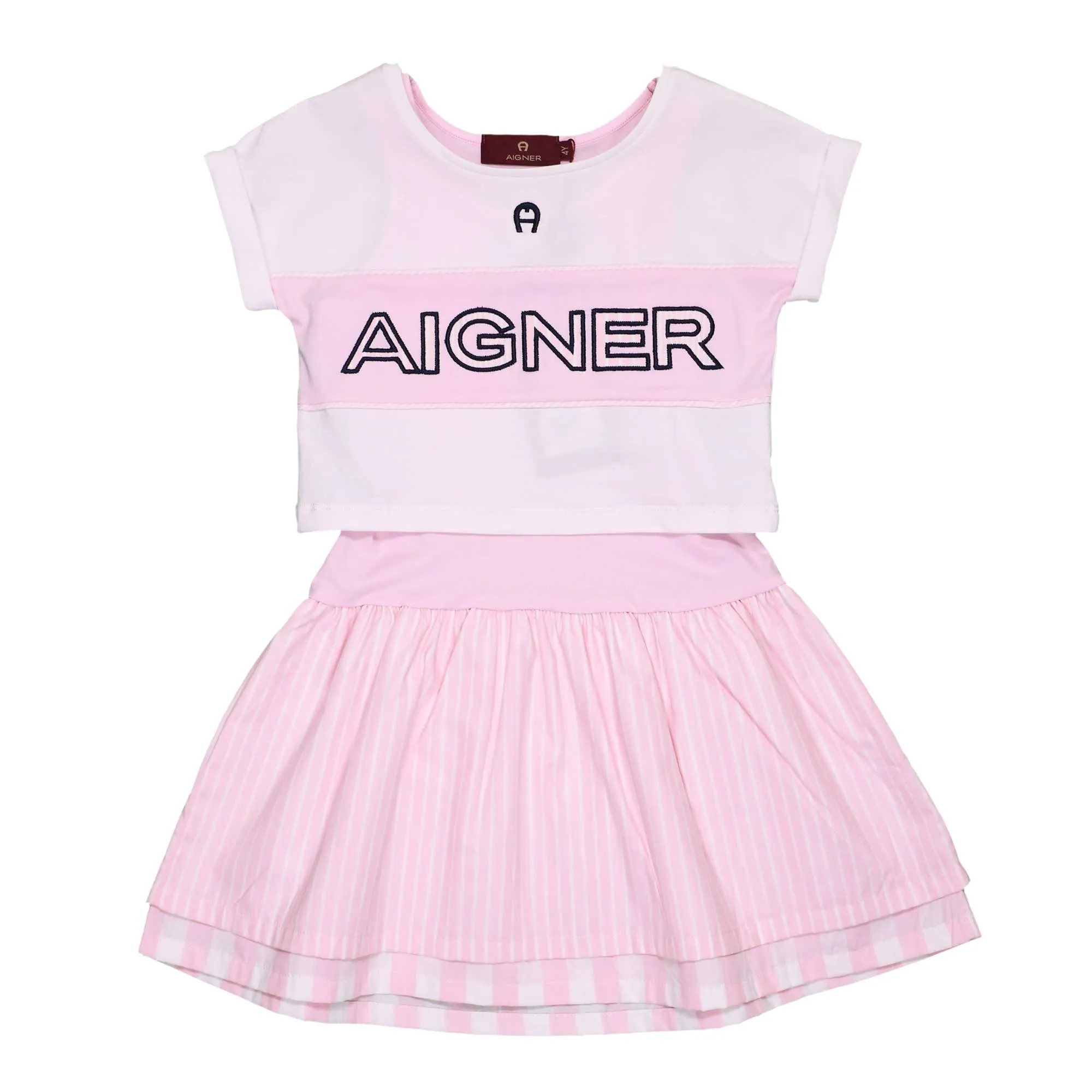 Aigner Kids White & Pink Set Dress