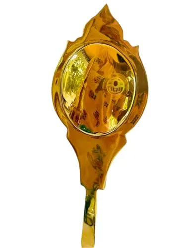 Aranmula Kannadi Mirror, Antique Brass Finish, Hand-Carved Design,Bronze Mirror(Gold 2.25")