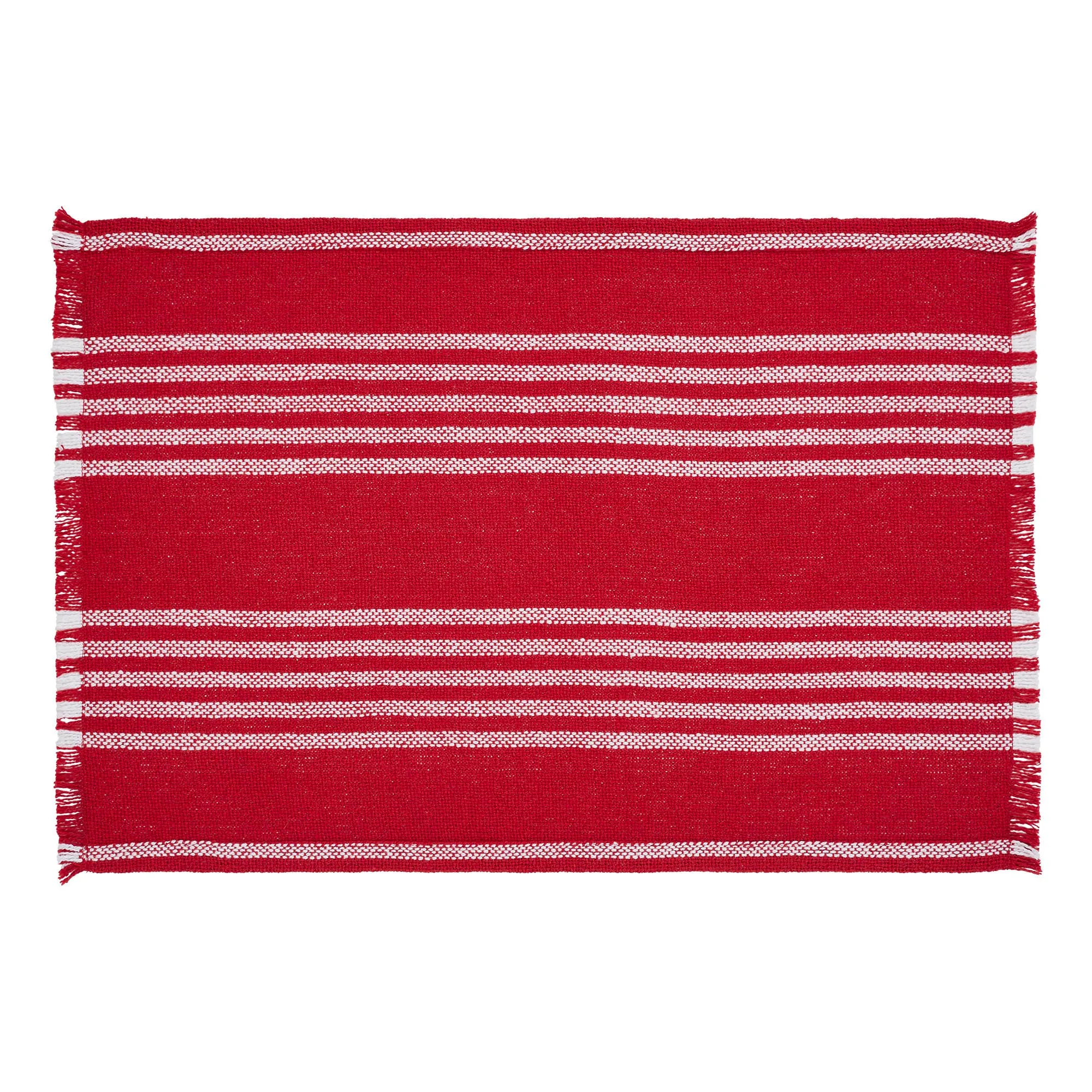 Arendal Red Stripe Placemat Set of 2 Fringed 13x19