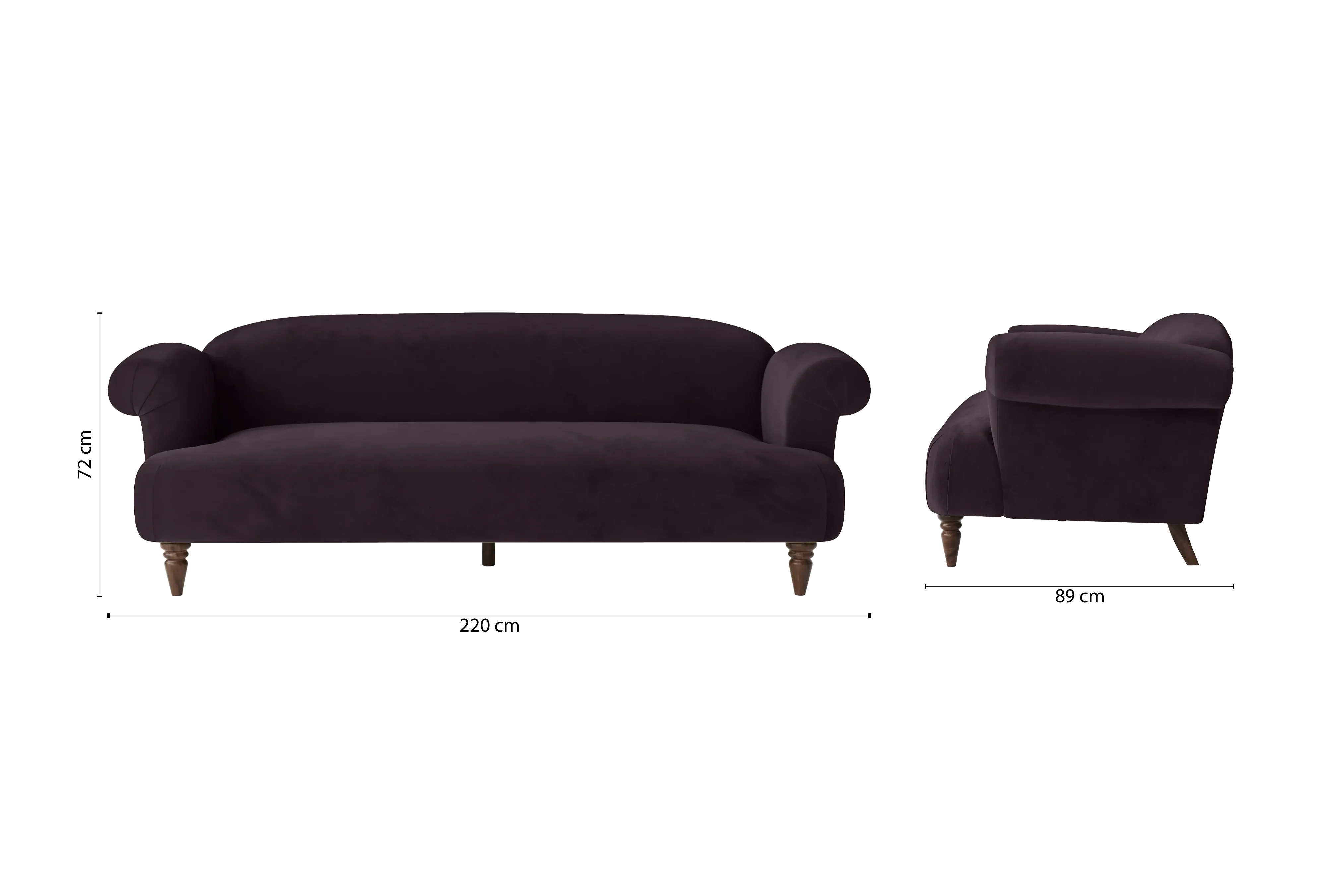 Barberton 4 Seater Sofa Purple Velvet