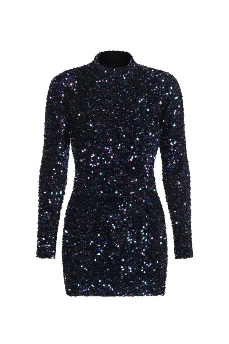 BRACCIANO BLUE SEQUIN MINI DRESS