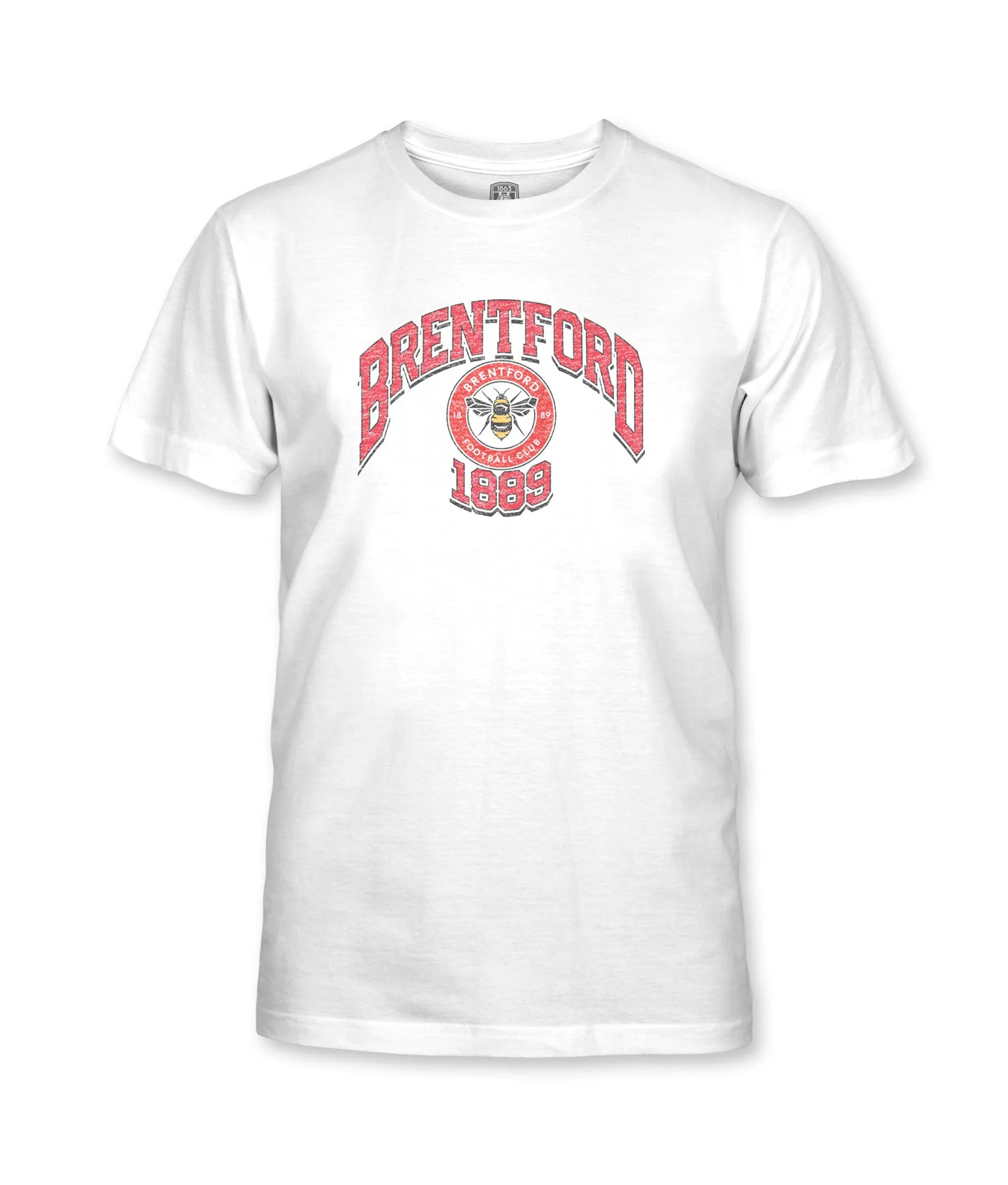 Brentford Youth Retro Wordmark Cotton T-Shirt - White