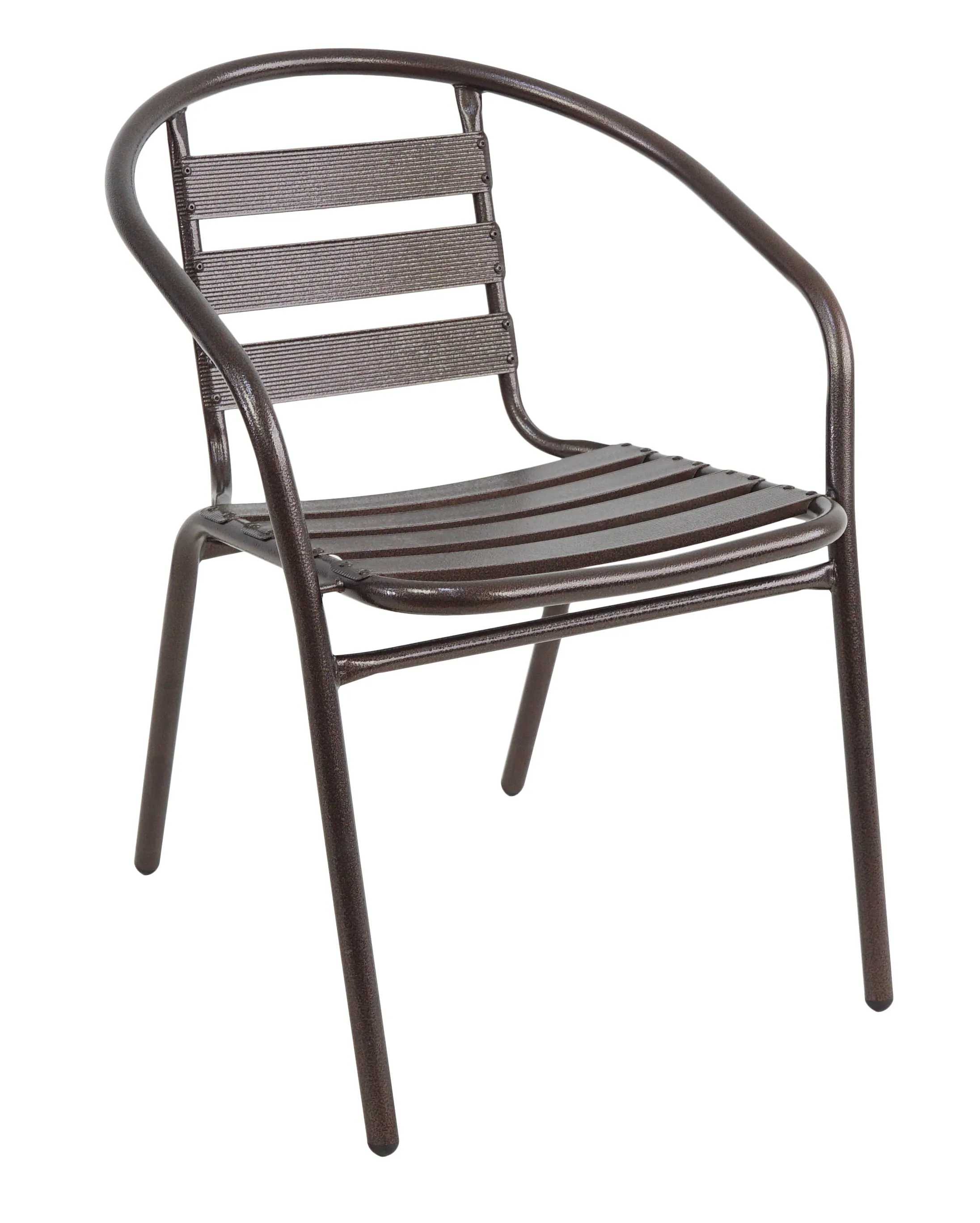 BTExpert Indoor Outdoor Set of 2 Bronze Restaurant Metal Aluminum Slat Stack Chairs Lightweight