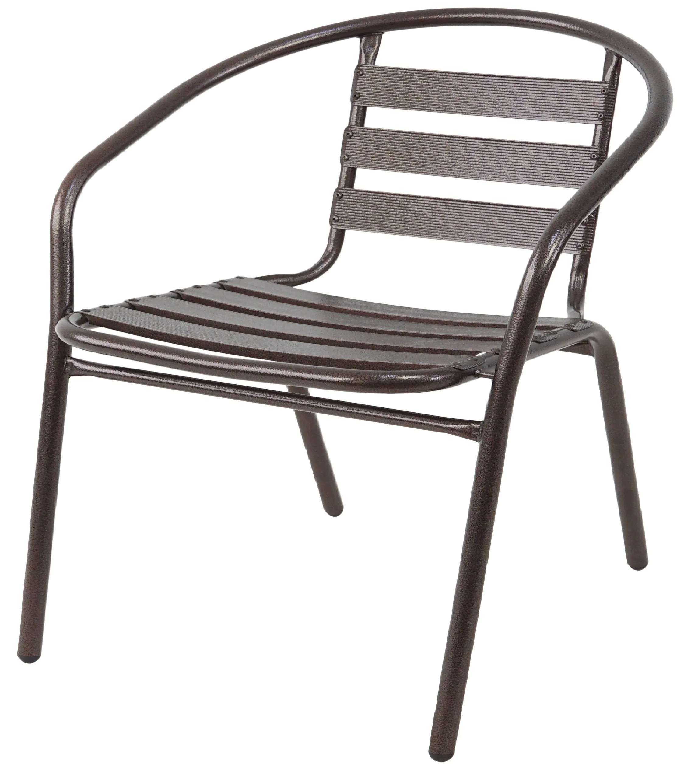 BTExpert Indoor Outdoor Set of 2 Bronze Restaurant Metal Aluminum Slat Stack Chairs Lightweight