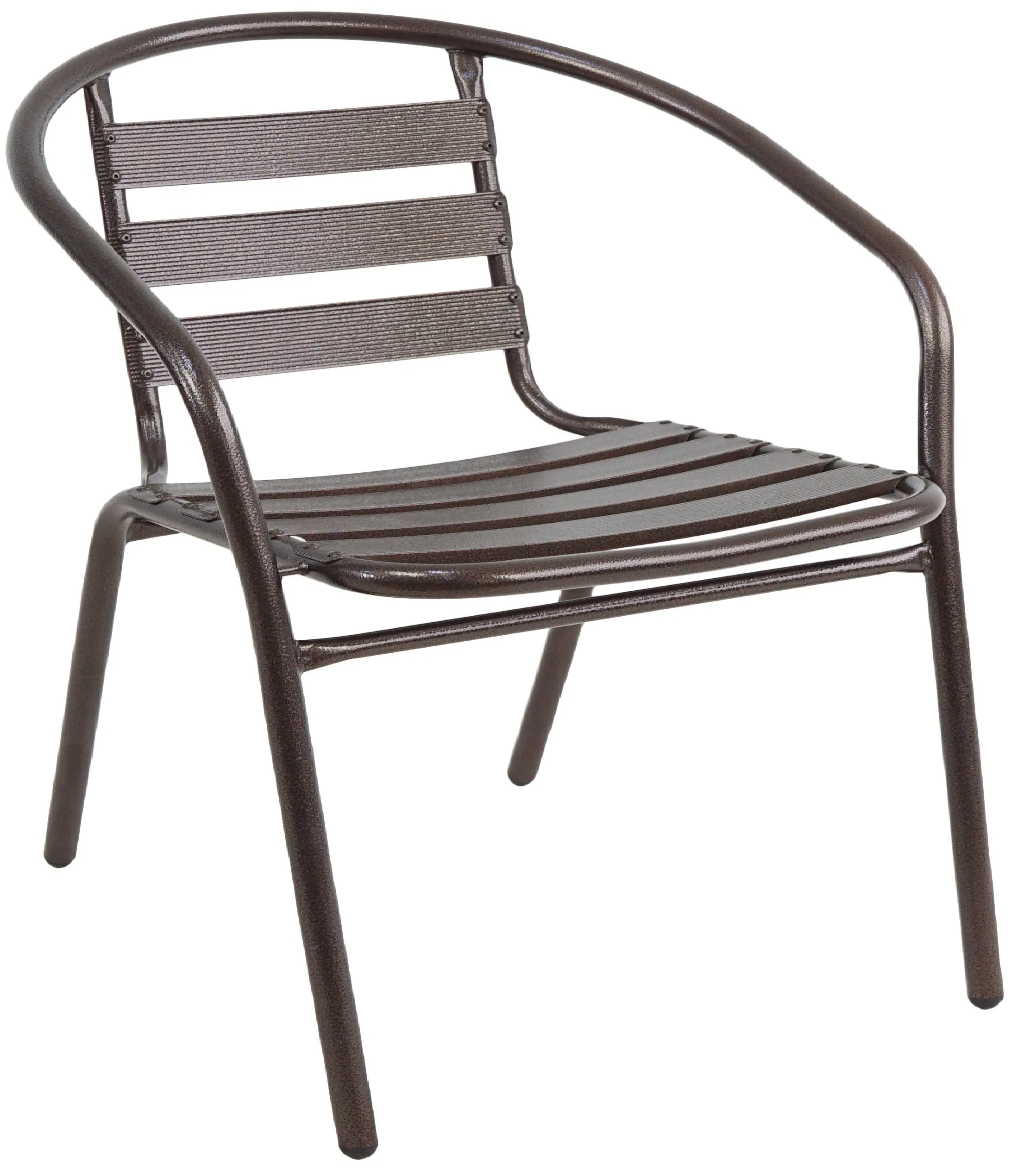 BTExpert Indoor Outdoor Set of 2 Bronze Restaurant Metal Aluminum Slat Stack Chairs Lightweight