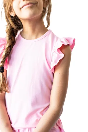 Bubblegum Pink S/s Ruffle Tee