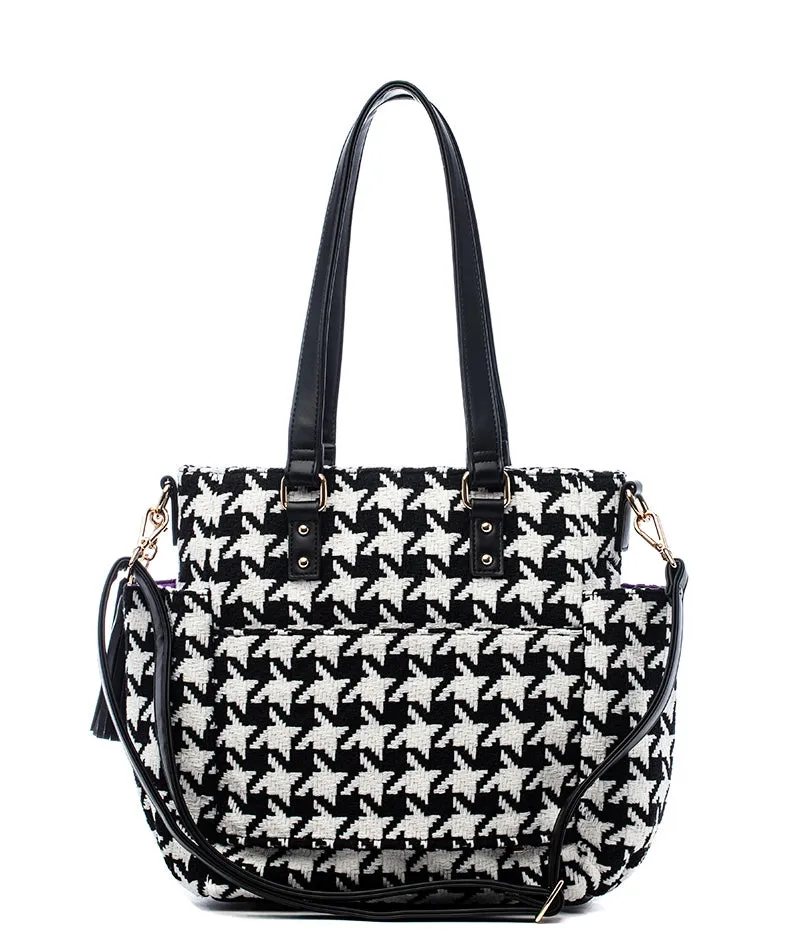 Carina Tote Bag - Houndstooth