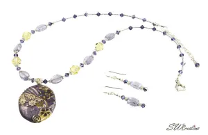 CZ Tanzanite Floral Crystal Necklace Set