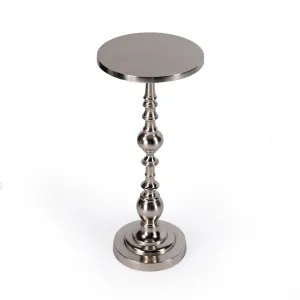 Darien Round Pedestal 10"W Side Table in Silver  4324220