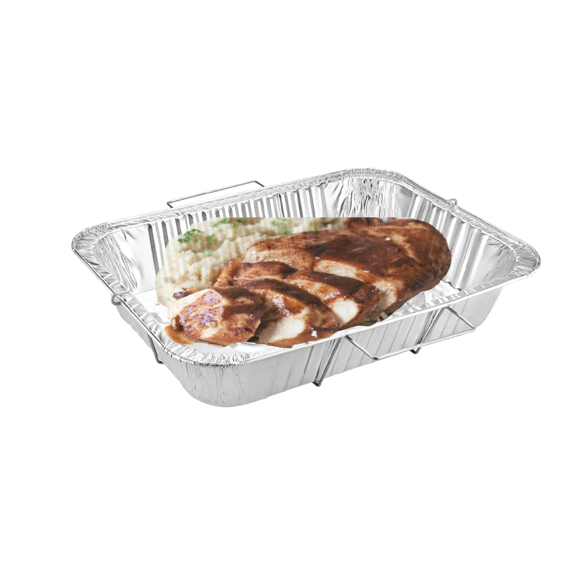 Disposable Aluminum 9X13 inches Half Size Pans with  Handle Rack