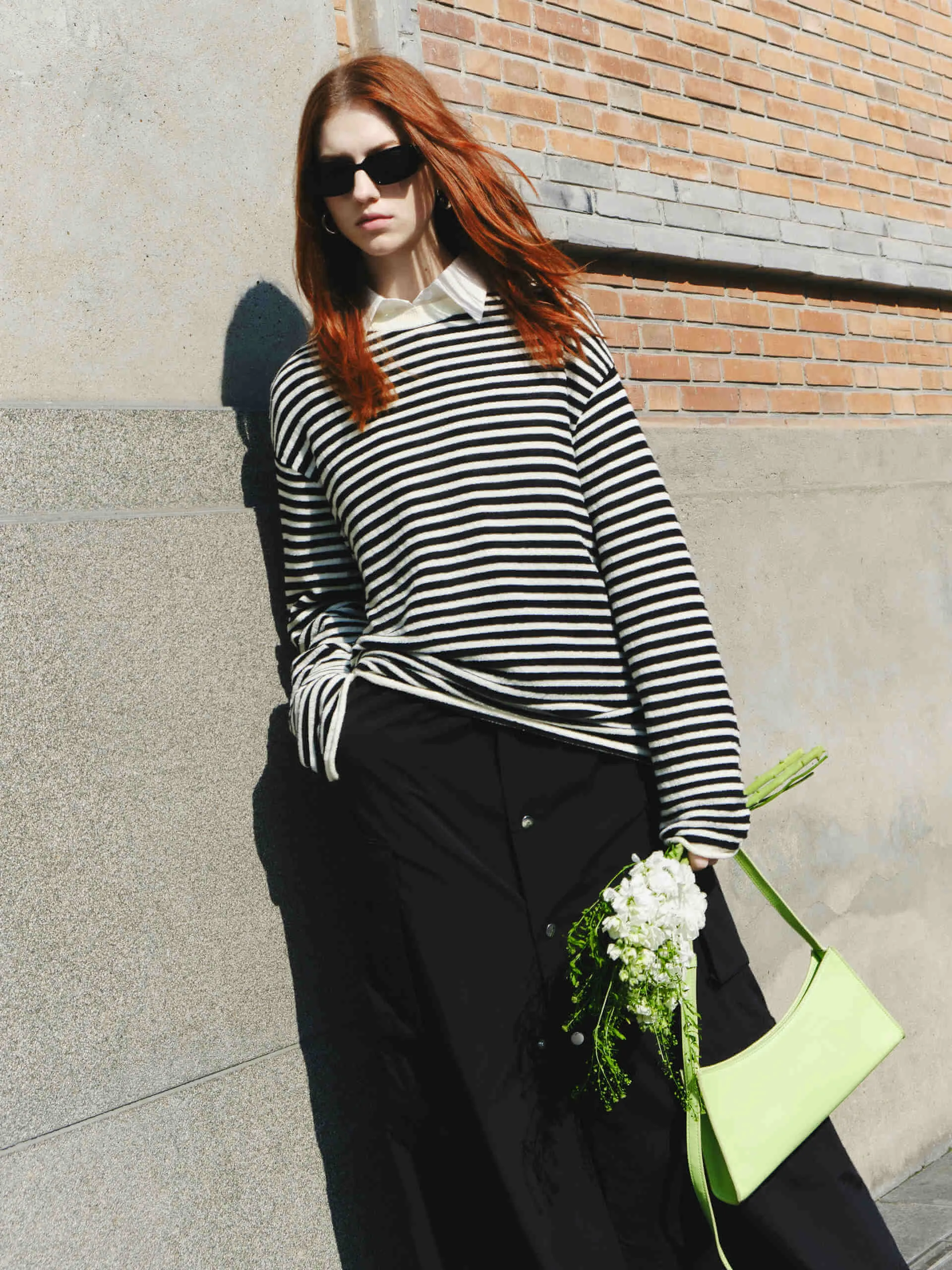 Drop Shoulder Striped Sweater