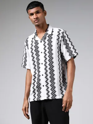 ETA White & Black Striped Cotton Resort-Fit Shirt