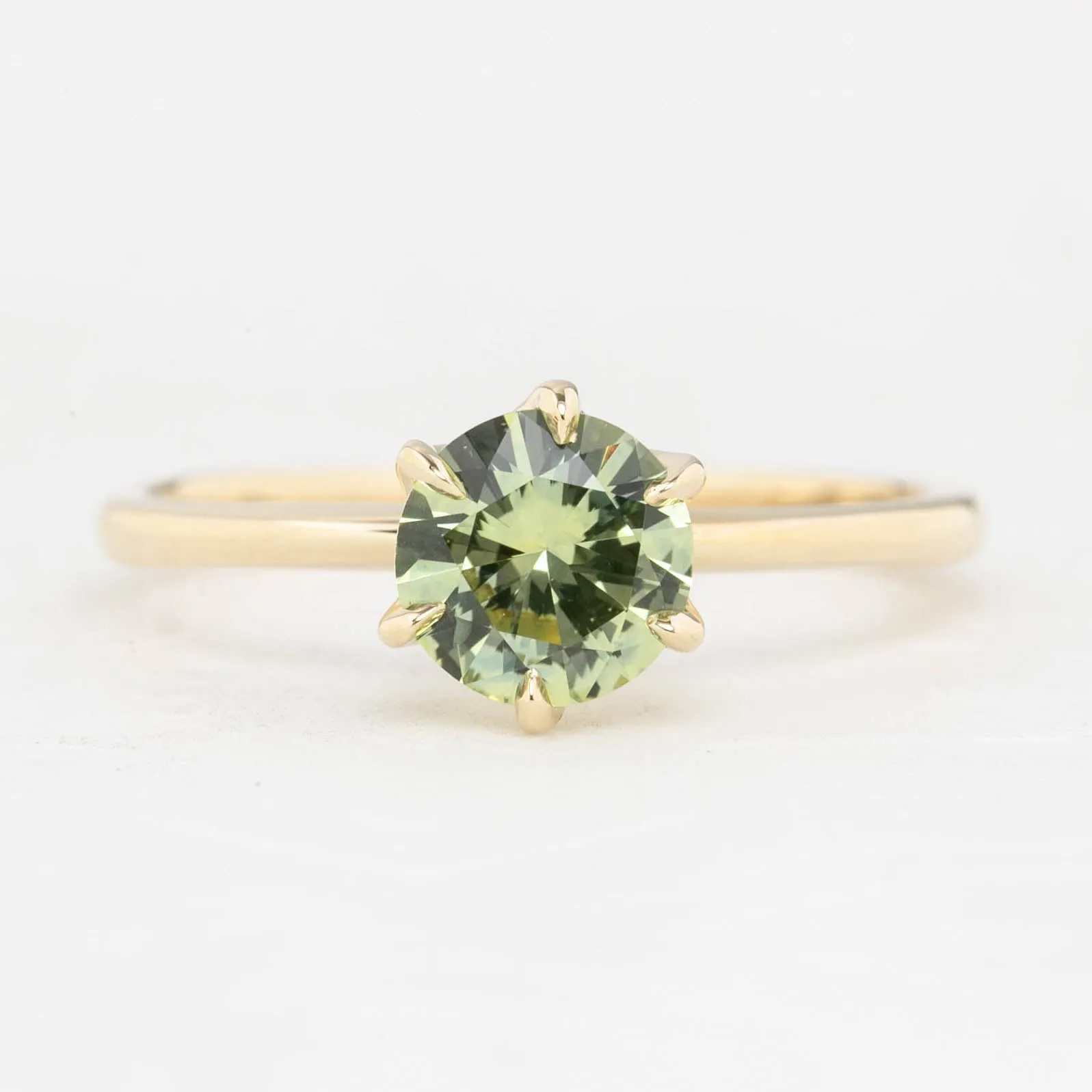 Floryn Ring 1.13ct Parti Green Yellow Montana Sapphire Ring 14K Yellow Gold, One of a kind