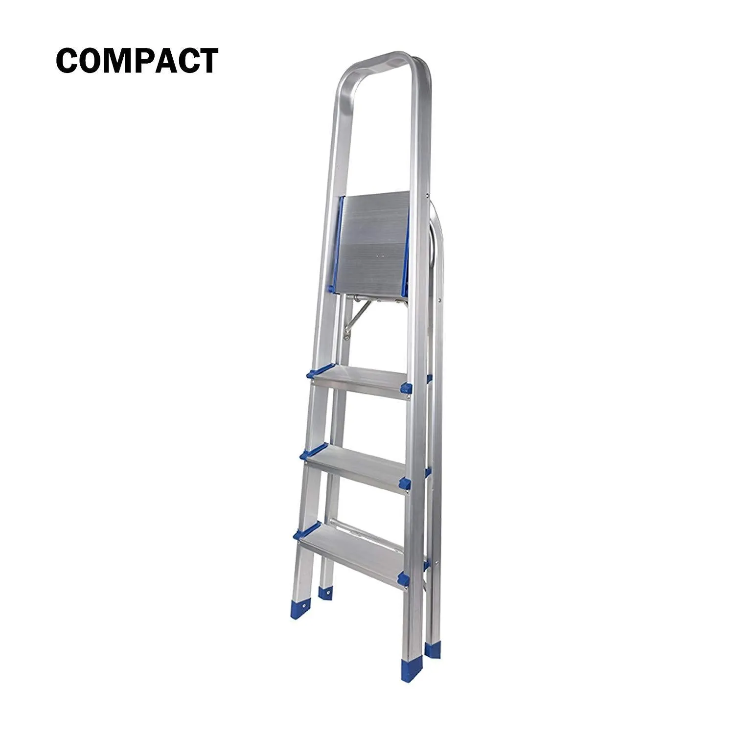 Foldable Lightweight Aluminum 4 Step Ladder with Anti-Slip, Household