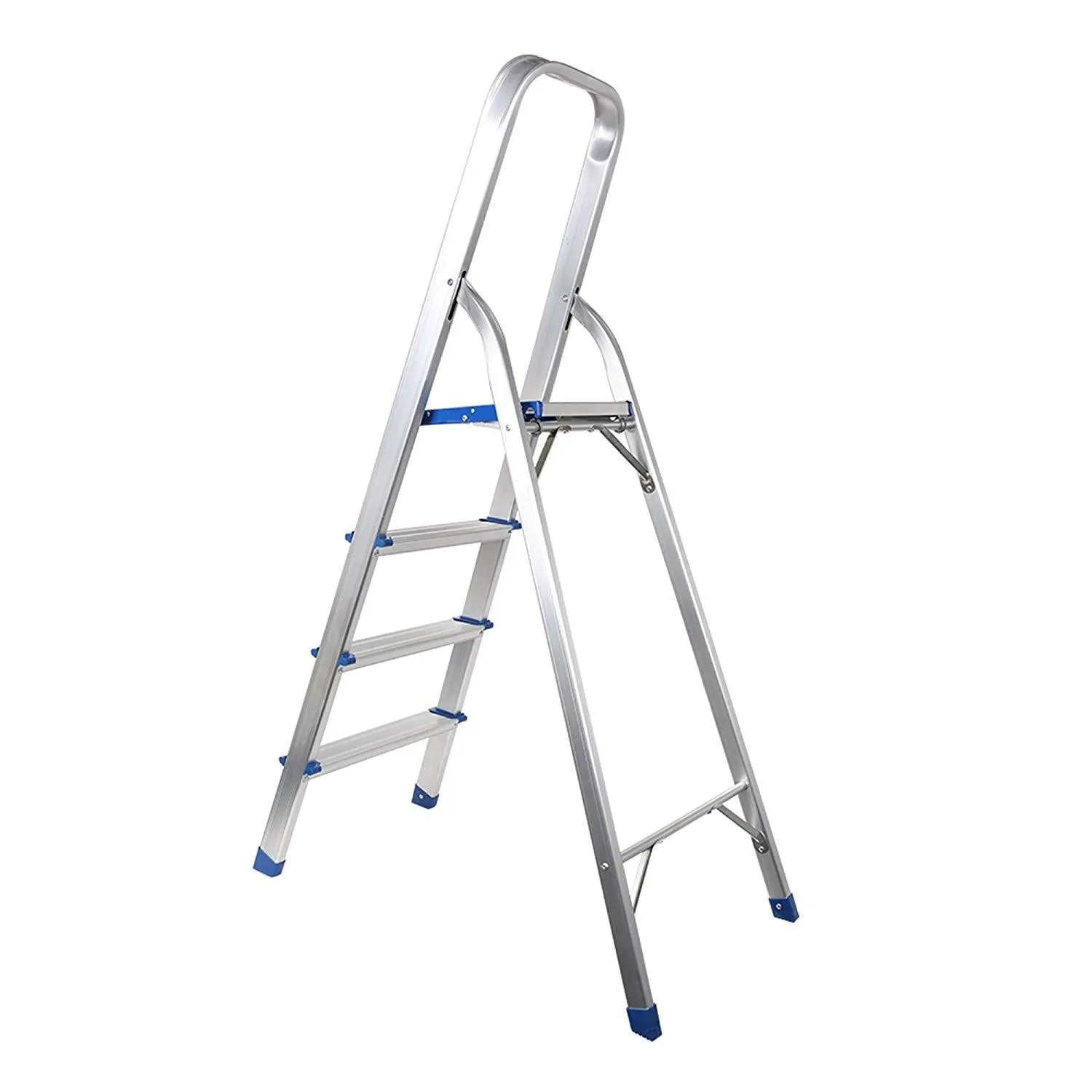 Foldable Lightweight Aluminum 4 Step Ladder with Anti-Slip, Household