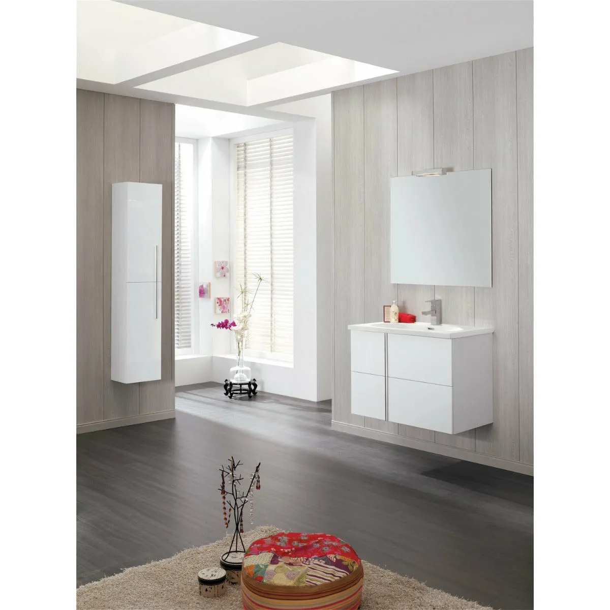 Frontline Glose White Wall-Mounted Onix 2 Drawer Vanity Unit with Chrome Handles (800mm)