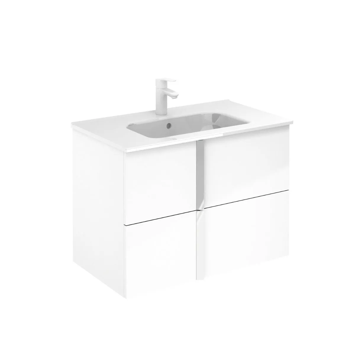 Frontline Glose White Wall-Mounted Onix 2 Drawer Vanity Unit with Chrome Handles (800mm)