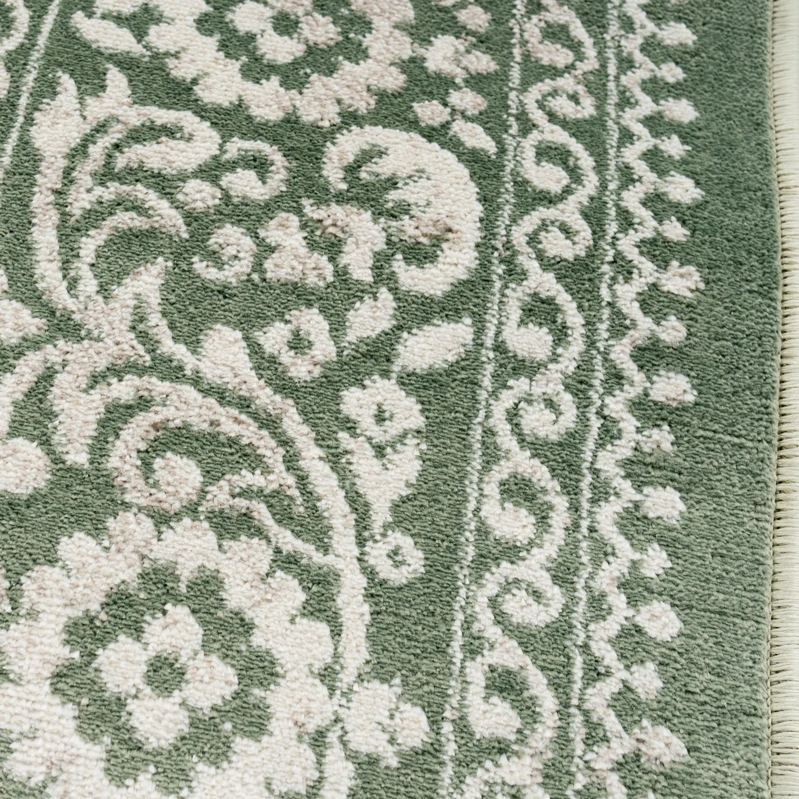 Green Ornate Medallion Rug - Jamila