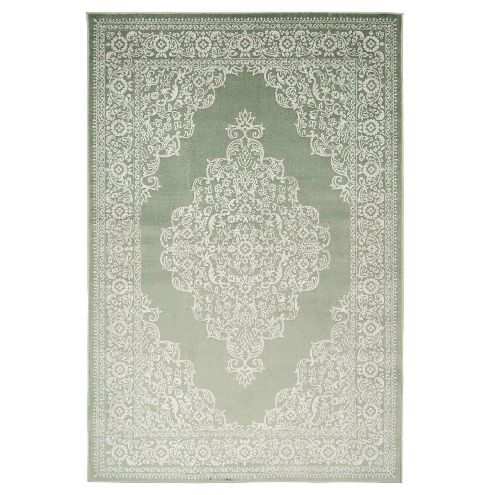 Green Ornate Medallion Rug - Jamila