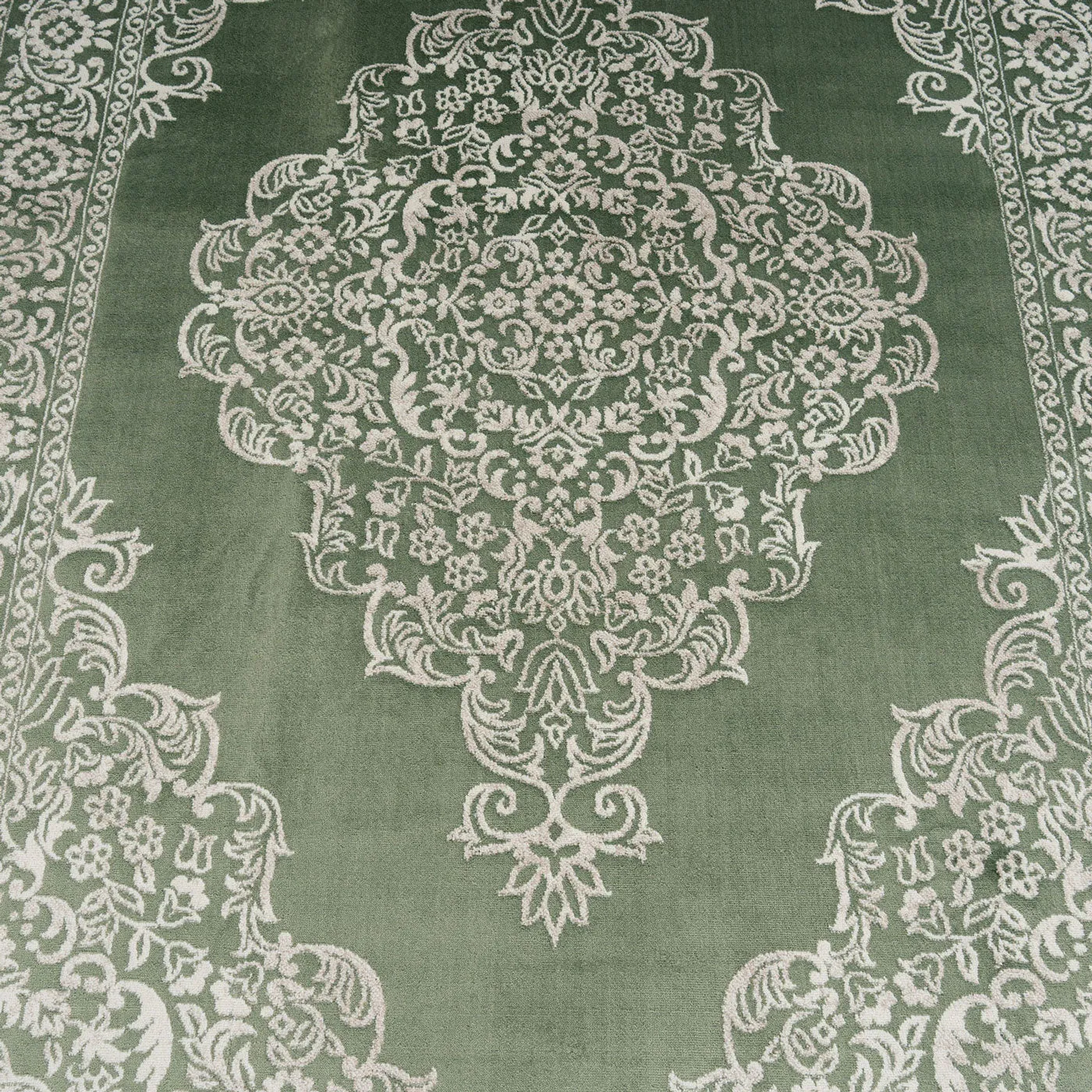 Green Ornate Medallion Rug - Jamila