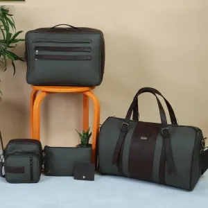 Green Voyager Set of 4 Bags with Leather Batua - Travel Luggage Set