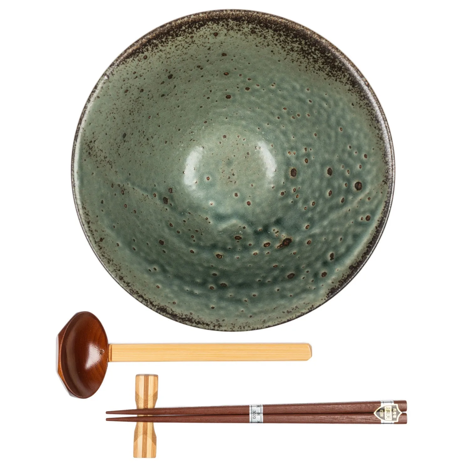 Green Wabi Sabi Premium Japanese Ramen Bowl Set