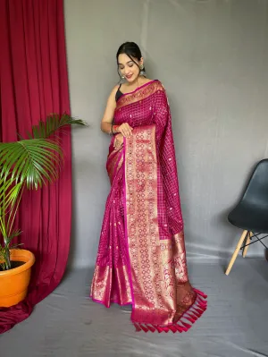 Hibiscus Pink Saree in Soft Silk