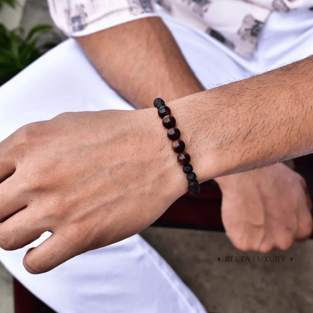 Jaguar - Lava And Red Tiger Eye Bracelets