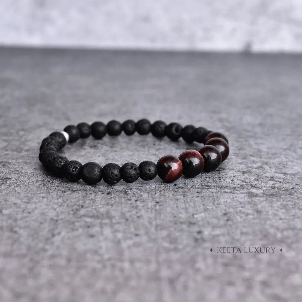 Jaguar - Lava And Red Tiger Eye Bracelets