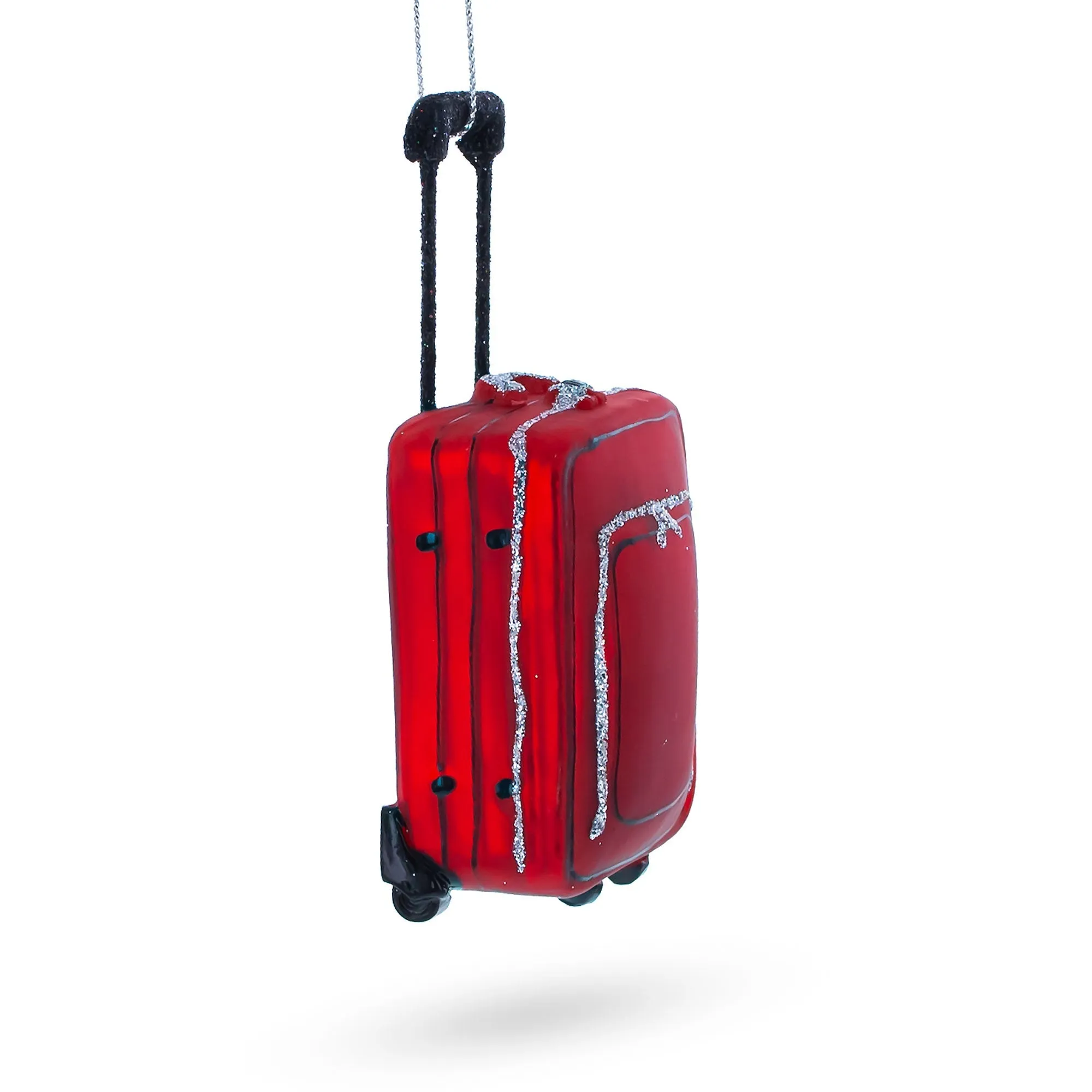 Jetsetter's Dream: Vintage Red Luggage - Blown Glass Christmas Ornament