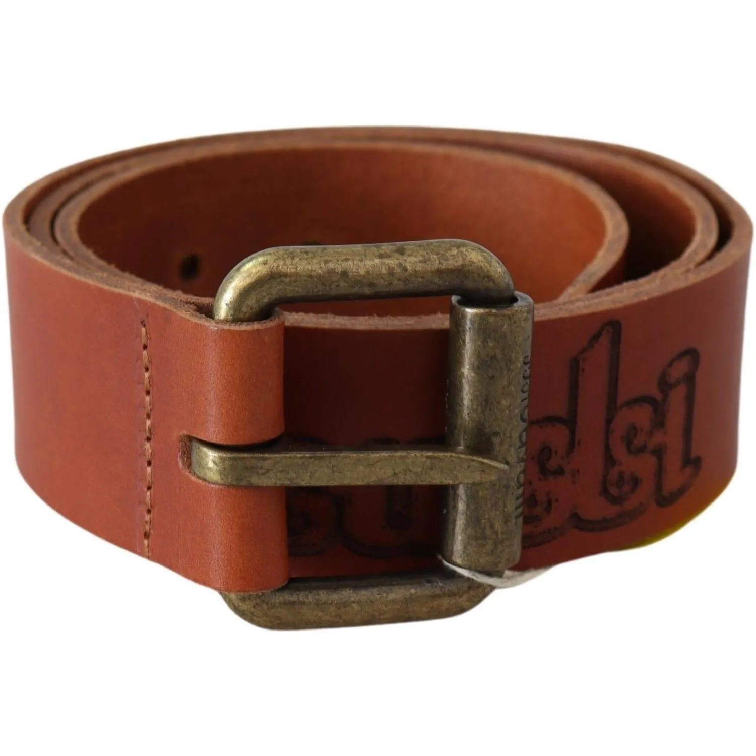 Just Cavalli Chic Brown Leather Logo Waist Belt