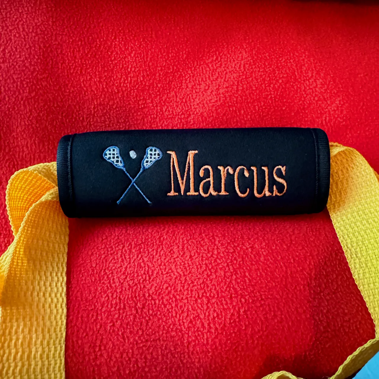 Lacrosse Name Luggage Handle Wrap Personalized and Embroidered, Lacrosse Name Suitcase Tag