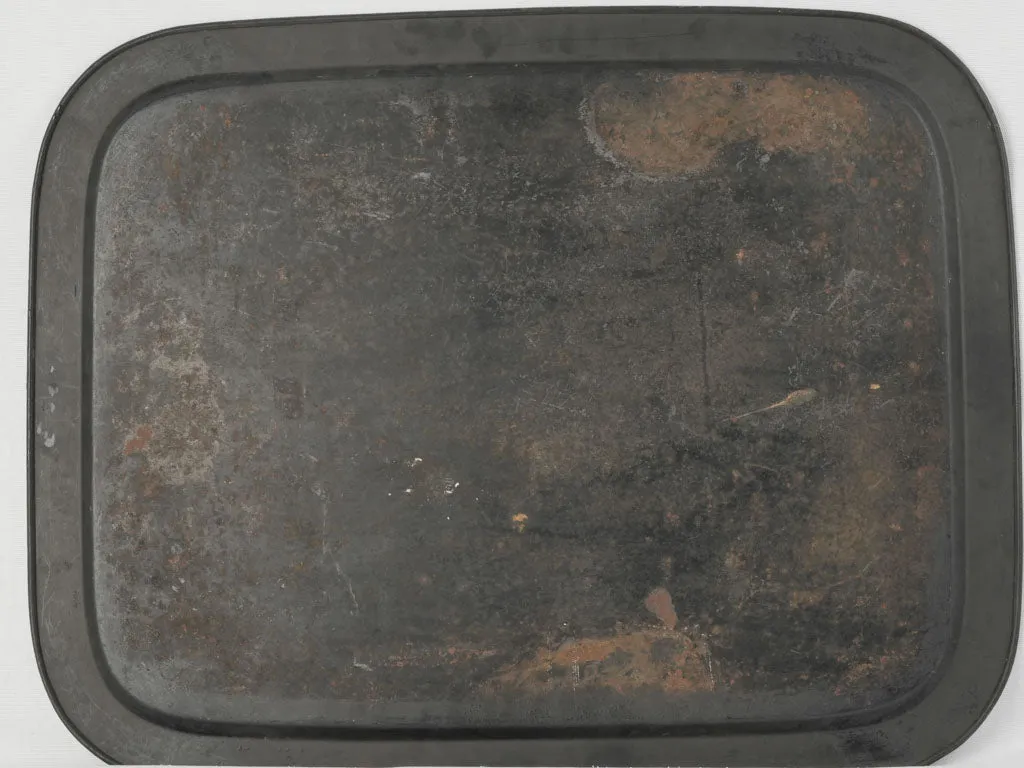 Large Late 19th-Century Arte Povera Tole Tray with Classical Greco-Roman Motifs 31"