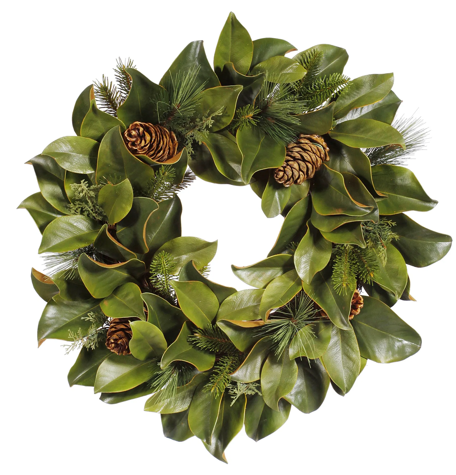 Magnolia Leaf & Mix Pine Wreath 24"