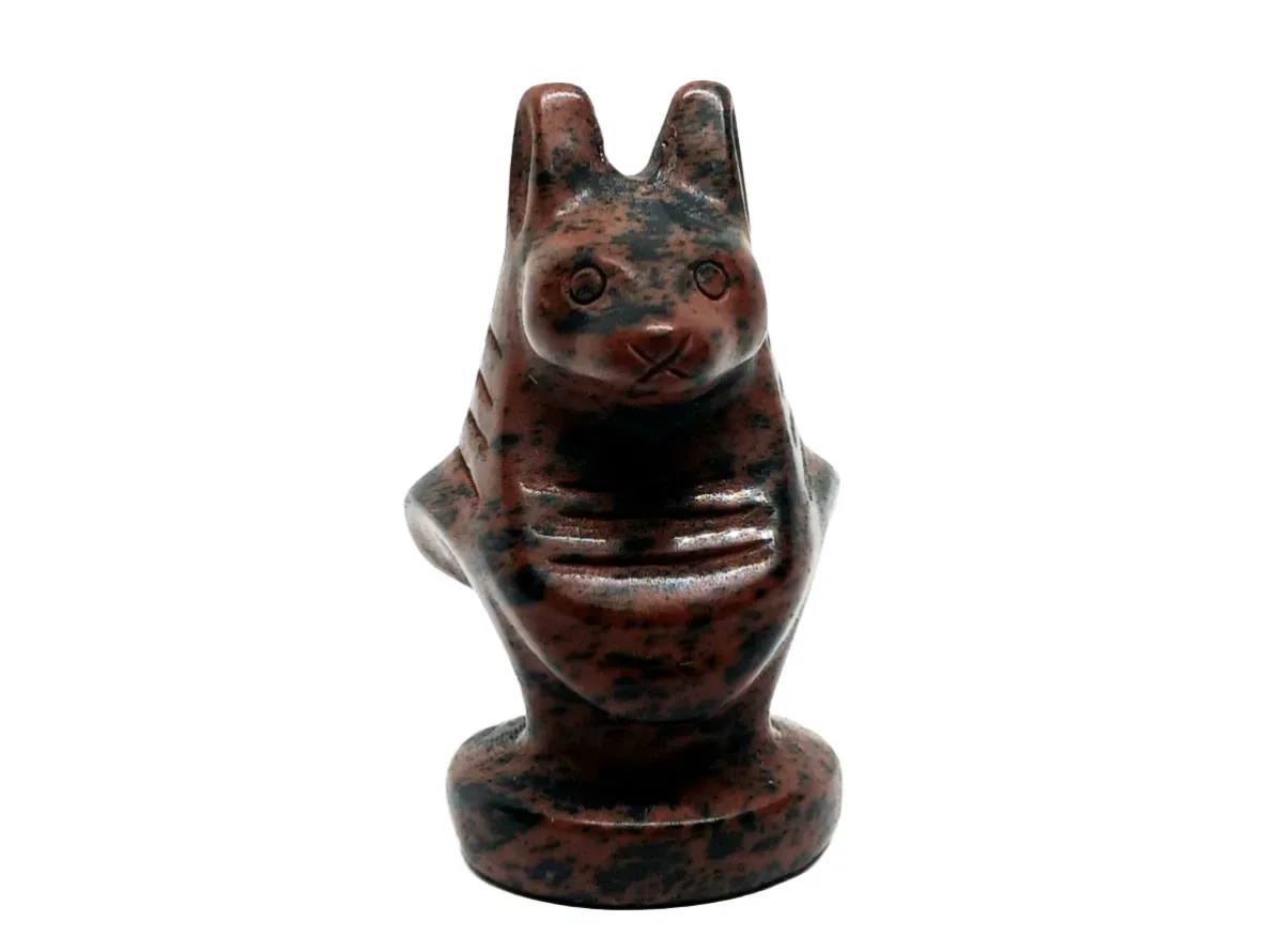 Mahogany Obsidian Crystal Anubis Small Carving