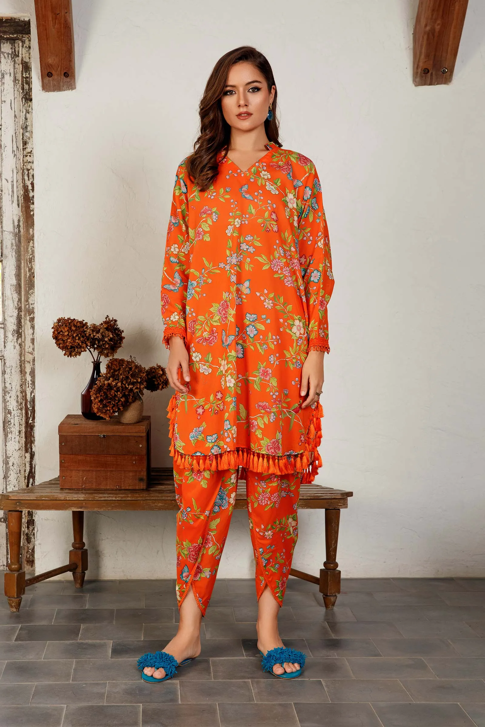 MARIA.B MBasics Lawn Collection – Orange MB-US23-101-A