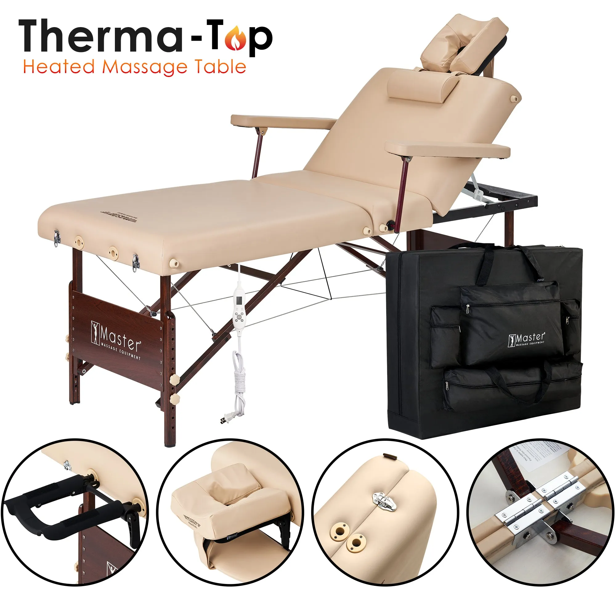 Master Massage 30" DEL RAY™ Portable Massage Table Package with 3" Thick Cushion of Foam for Ultimate Comfort! (Black Color)