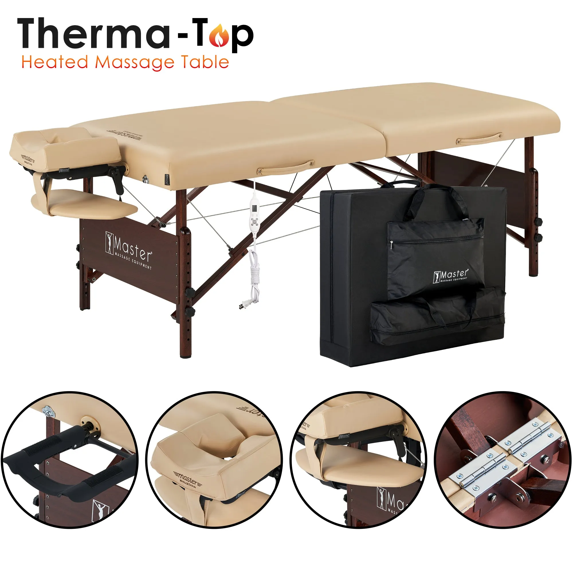 Master Massage 30" DEL RAY™ Portable Massage Table Package with 3" Thick Cushion of Foam for Ultimate Comfort! (Sand Color)