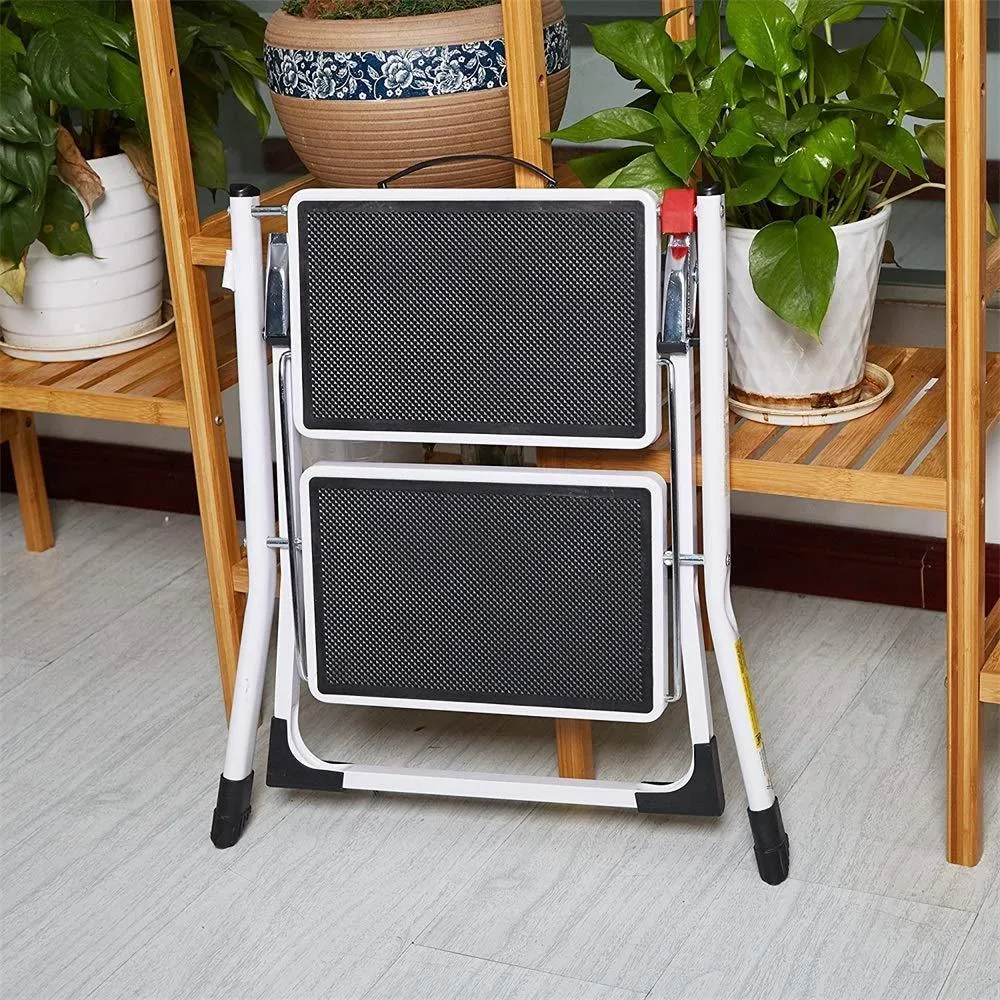 Mini Folding 2-Step Stool Lightweight Stepladders 17" High 225 lb Capacity White