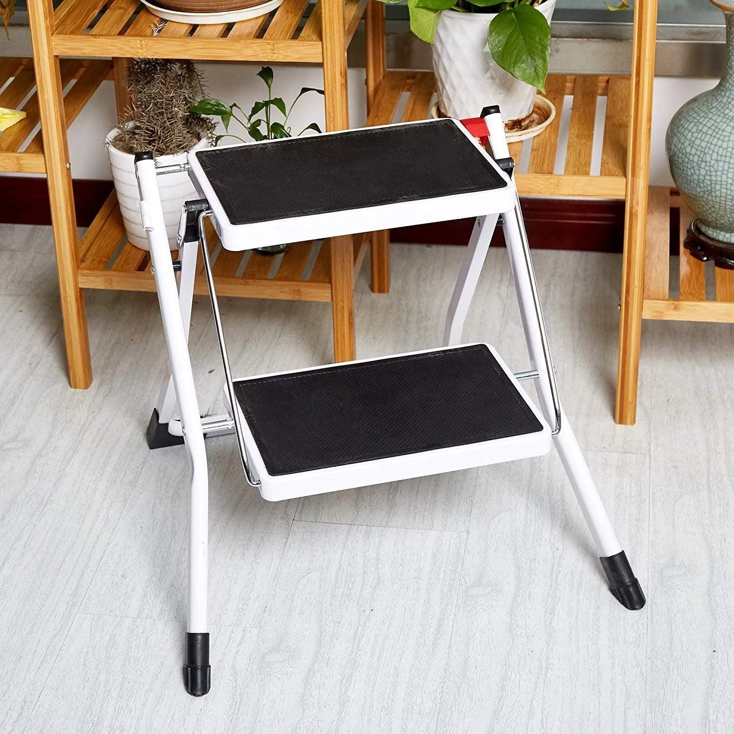 Mini Folding 2-Step Stool Lightweight Stepladders 17" High 225 lb Capacity White